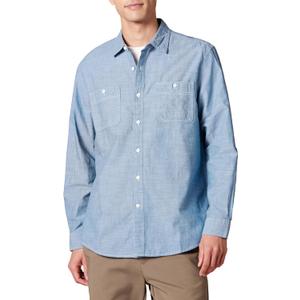 Amazon Essentials Men's Regular-Fit Long-Sleeve Chambray Shirt (XX-Large, Blue)