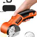 Electric Cardboard Cutter Scissors with LED Light, 2600mAh Rechargeable Battery, Brushless Motor, Tungsten Steel Blade, Cuts Cloth, Leather, Carpet, light orange