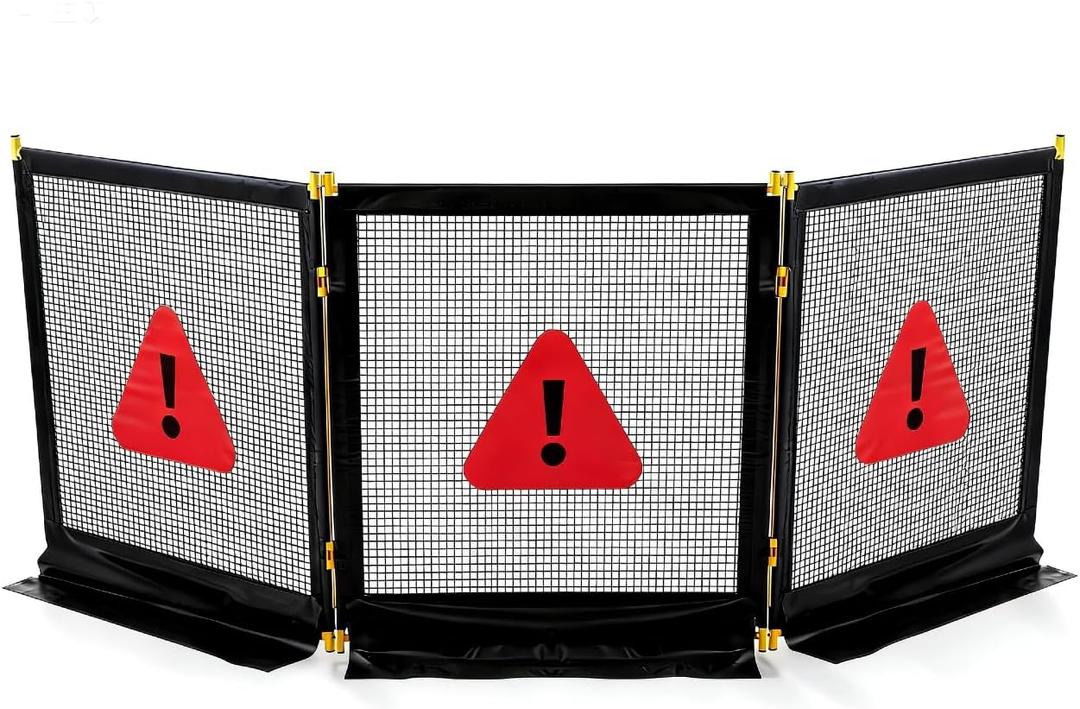 Heavy-Duty 3-Section Debris Containment Mesh Barriers - Portable Safety Barrier with Nylon Coated Mesh & Metal Frame for Controlling Chips, Grinding, Stumps, Brush
