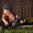 Zeroest Baby Photography Props Newborn Boy Photo Shoot Outfits Infant Gentleman Suit Lattice Outfit Hats (Black+white)