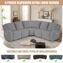 VANSOFY Extra Large Reclining Sectional Couch Covers, Washable 5-Piece Sofa Covers for L Shape Sectional Sofa Corner Seater, Thick, Soft Sofa Slipcovers (5 Seat Recliner Cover, Light Gray)