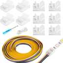 6 Pin LED Strip Connectors Solderless 10 Pack with 16.4ft Extension Cable 6 Conductor for Waterproof or Non-Waterproof 12mm Wide LED Strip Lights,Transparent Track Lighting Connectors
