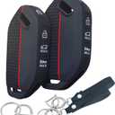 2Pcs Silicone Smart Key Fob for 2023 2024 Kia Telluride Key Fob Cover 5 Buttons (Black)