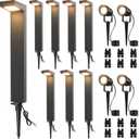 SUNVIE LED Low Voltage Landscape Lighting Kit Outdoor Waterproof Low Voltage Pathway Lights Wired with Spotlights 3000K Modern Outdoor Landscape Lights with Connectors for Path Yard Garden, 12 Pack