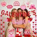 Galentines Gang Banner: Happy Valentines Day Party Decorations Red Pink Glittery Heart Garland Happy Galentines Day Bachelorette Floral Bridal Shower Anniversary Red and Pink Glitter Party Supplies