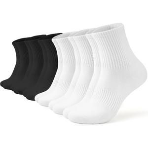 AugRing Women Crew Socks Casual Athletic Gym Running Cozy Cotton Calf Socks For Women 3-6 Pack Size 5-11 (S)