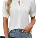 Blooming Jelly Womens Dressy Casual Tops Keyhole Business Work Blouses Pleated Puff Sleeve Summer Shirts XL