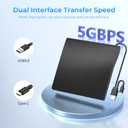 External Blu Ray Drive, Support 50G Disc Read/Write Bluray Drives, Portable 3D Blu Ray Burner with USB 3.0 and Type-C, Blu Ray Reader Suitable for Windows XP/7/8/10/11 MacOS for Laptop, Desktop, Mac