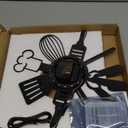 Kitchen Wall Clock with LED Lights, Black Metal Utensils Design, 11.81x11.81 Inch, Modern Decorative Clock for Living Room, Dining Room