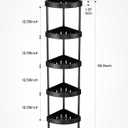Nieifi Corner Shower Caddy Stand-5 Tier Rustproof Anodized Aluminum Standing Shower Organizer-Shower Caddy Corner-Dual Stability to Anti-Shaking-Height-Adjustable Legs for Uneven Surfaces-Black