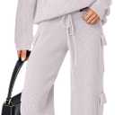 ANRABESS Womens Two Piece Outfits Casual Knit Hooded Sweater Straight Leg Pants Set 2025 Fall Lounge Travel Clothes (XL)