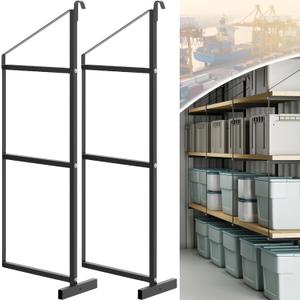 2 Pack Shipping Container Shelving Brackets 3-Tier, 22" D x 60" H, 1100LBS, Hang & Hook Type, Cargo Containers Storage Shelves, Easy to Install & Removable, Heavy-Duty (Black)