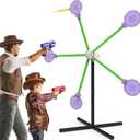 2-Player Shooting Game Toy, Foam Dart Toy Gun with Auto Reset Rotating Shooting Target, Ideal Gift for Kids Ages 6,7,8,9,10+ Pink