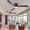 60" Wood Ceiling Fan with Lights Remote, Reversible DC Motor 6-Speed Ceiling Fan, 3 Blades Low Profile Flush Mount Ceiling Fans, Modern Ceilingfans for Low Profile, Walnut and Matte Black
