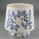 Blue and White Ceramic Flowerpot, High Footed Cup Pot with Drainage and Breathable Holes, Simple Decorative Flowerpot for Vrious Flowers and Courtyard Plants, 4.53-inch Diameter Plant Container