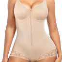 SHAPELLX Shapewear for Women Tummy Control Half Body Shaper Snatched Zipper Butt Lifting Faja Colombiana Bodysuits for Women (Small, Skin)