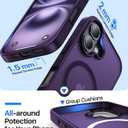 Magnetic for iPhone 16 Case, [Compatible with MagSafe][Military-Grade Drop Protection][Anti-Yellowing] Shockproof Protective Translucent Matte Cover for iPhone 16 Phone Case,Deep Purple