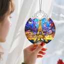 Christmas Ornaments: Stained Glass Ornament, Christmas Tree Ornament, Hanging Ornaments for Home Decor & Xmas Tree Decorations  Exquisite Holiday Decor, Gifts & Holiday Present - Eiffel Tower