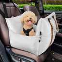 Pawaboo Dog Car Seat for Small Dog, Soft Dog Booster Car Seat under 25lbs, Portable Puppy Bed Car Seat with Storage Pocket, Fixed Buckles and Safety Leash, Pet Carseat Puppy Travel Carrier Bed (Beige) (Upgrade-Ultra Comfort-Light Grey)