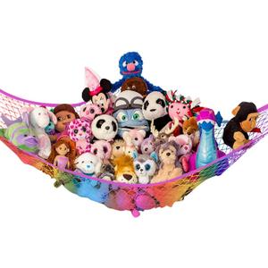Lilly's Love Stuffed Animal Hammock | Corner Hanging Organizer, Stuffed Animal Storage | Easy to Hang Plushie Net w/Included Anchors & Hooks | Room & Bedroom Decor (Rainbow)