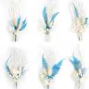 6PCS Mini Boho Dried Flower Bouquet Dried Flowers Small Bouquets Mini Natural Real Plants for Wedding Table Centerpieces Gift Box Cake Bottle Decor Home Vase Decorations DIY Craft (04)