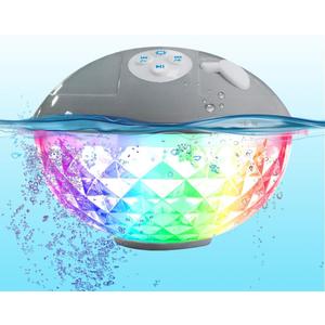 Floating Pool Speakers with Colorful Lights, IP68 Waterproof Bluetooth Speaker for Pool, Crystal Clear Sound Hot Tub Speaker for Pool, Spa and Outdoor (Grey)