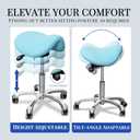 Saddle Stool with Wheels,Rolling Stool,Rolling Chair Ergonomic Swivel Rolling Chair with Hydraulic Lifting Height Adjustable Rolling for Office Medical Massage Salon Drafting(Blue)