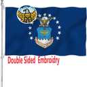 US Air Force Flag Embroidered Double Sided 3x5 Heavy Duty United States Military Flag 340D Polyester and Durable Canvas Header with 2 Brass Grommets