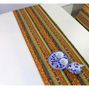 Farmhouse Table Runner, Brown Wedding Table Runner Southeast Asian Style Retro Stripes with Tassels Cotton Linen Table Runner    11x17.5