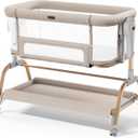 NeoBorn 3 in 1 Baby Bassinet, Bedside Bassinet for Baby, Rocking Bassinet with Breathable Full-Mesh, Mattress and Soft Sheet, Adjustable Height, Stable and Secure Crib for Newborns