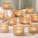 HAVITI 15 Pcs Large Tea Light Holders, Gold Glass Candle Holders, Votive Candle Holders for Table Centerpiece Wedding Table Decor