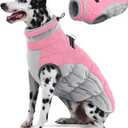 AOFITEE Dog Coat, Warm Dog Jackets for Large Dogs, Reflective Turtleneck Dogs Winter Coat with Harness Built in, Waterproof Windproof Pet Snow Jacket Fleece Vest for Cold Weather, Pink XXL