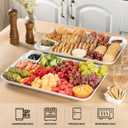 DELLING 18 Inch Large Serving Platter Set of 2, White Porcelain Serving Trays 18" x 12.3", Rectangular Platters for Turkey Fruit Appetizer Party, Oven Microwave Dishwasher Safe, Wedding Entertaining