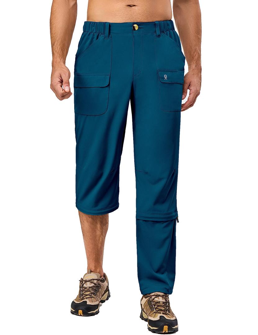 Little Donkey Andy Men's Stretch Convertible Pants Zip-Off Lightweight Quick-Dry Hiking Fishing Travel Pants (Capris Navy Blue XL) (Blue, XL)
