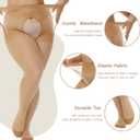 Yilanmy Plus Size Suspender Pantyhose for Women, 40D Sheer Tights Garter Belt Thigh High Stockings (Beige, XXL)