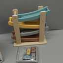 Vanplay Car Ramp Toys for One Year Old Boy Birthday Gifts, Wooden Montessori Toys for 1 2 Year Old, Race Track Truck Toy with 4 Mini Cars, First Christmas Birthday Gifts for Toddlers 1-3-2-4