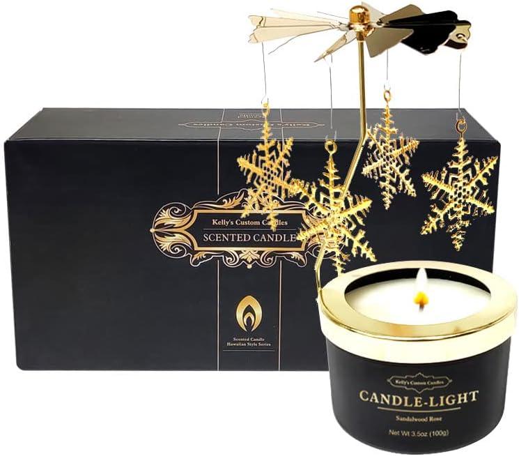 Kelly's Custom Candles Birthday Gifts for Women,for Wife,Rotatable Snowflake Candle Gift for Her,Unique Candle Gifts for Colleague,Mom and Wife,Birthday,Anniversary,Christmas and Thanksgiving. (Small(1-Pack))