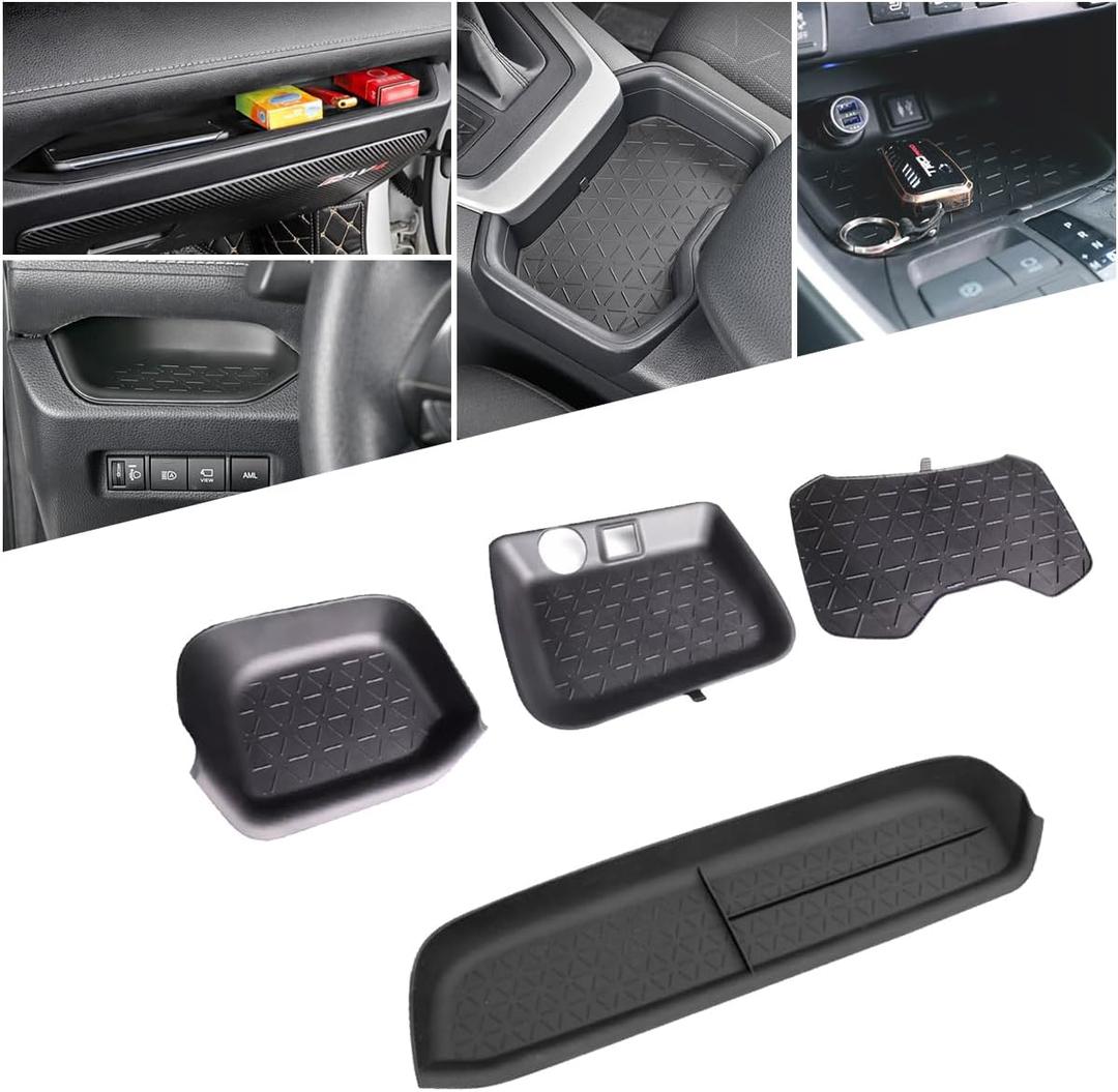 4-Piece Set Storage Organizer for Toyota RAV4/RAV-4 Accessories 2019-2025, Including RAV4 Prime & Hybrid Models, Black