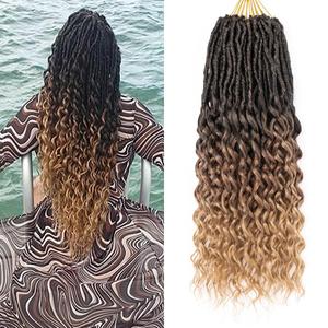 Goddess Locs Deep Wave Crochet Hair 8 Packs New Soft Faux Locs Crochet Braids Pre Looped Hair Extensions for Black Women(T1B/30/27 14 inch)