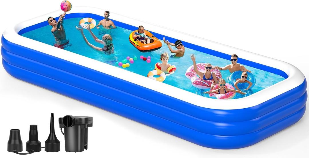 Extra Large Inflatable Swimming Pool for Adults - 180'' x 76'' x 22'' Extra Large Blow-Up Pool Oversized Thickened Family with Pump, 15FT Extra Long Inflatable Pools for Backyard, Easy Set Big Pool