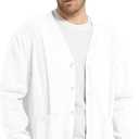 Men's Casual Cardigan Sweater Long Sleeve V Neck Button Down Mens Knit Cardigan Sweaters with Pockets (White, XXL)