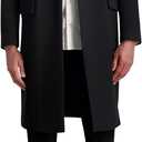 KARL LAGERFELD Men's Side Buttons Top Coat (X-Large, Black)