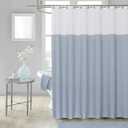 WEST LAKE Blue Off White Fabric Shower Curtain, Color Block Contemporary Bathroom Dcor, Waterproof Bath Room Curtain, 12 Rust Proof Grommets Top for Hotel Spa Home,NO Hook,70''x72''