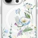 Aconfei for iPhone 16 Pro Magsafe Case, Magnetic Floral Blooms Design Cute Soft TPU Shockproof Protective for Girls Phone Women Cover, Style 3