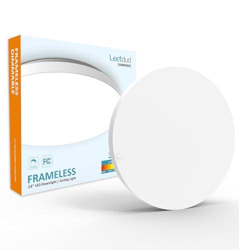 Leetdud Flush Mount Ceiling Light Fixture Wired Dimmable, 13 Inch 24W, 5 CCT 2700/3000/3500/4000/5000K, 3 Brightness Settable, Surface Mount LED Lights for Bedroom Stairs Hallway Laundry Porch, White