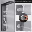 AlenArt Shower Panel Tower System, Multi Function Shower System with Body Jets, Handheld Sprayer, Rainfall Waterfall Shower Head and Tub Spout Stainless Steel Wall Mount Shower Panels Black