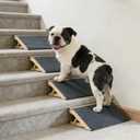 Dog Ramp for Stairs 4 Pack - Adjustable Solid Wood Foldable Indoor Pet Ramp for Senior & Injured Dogs, 2 Heights (4.2"/5.1"), Triangular Support & Non-Slip Carpet for Patio/Home, No Assembly (15.7L)