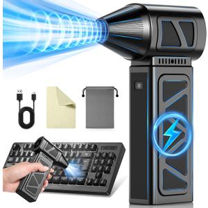 Hingso Compressed Air Duster, 360000RPM Powerful Electric Air Duster with Brushless Motor, 5-Gear Rechargeable Cordless Air Blower Turbo Fan, Mini Jet Dry Blower for PC, Keyboard, Snow, Car, Outdoors