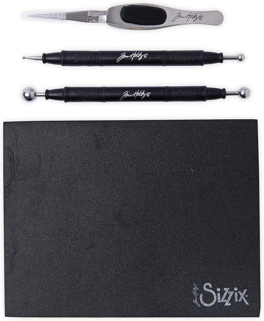 Sizzix (Black) Tim Holtz Shaping Kit 665304  Scrapbooking and Cardmaking Paper Sculpting Set, One Size