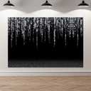 Black and Silver Prom Backdrop 7x5 Feet - Glitter Photo Booth Backdrop with Grommets, Waterproof Vinyl for Graduation, Stage, Portraits, Event Decorations, Shooting backdrops